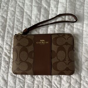 Coach Signature Brown Wristlet